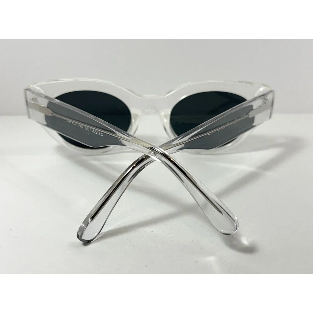 Valerie Spencer VS9457 Women's Cat Eye Sunglasses Clear Crystal Frame Grey Lens